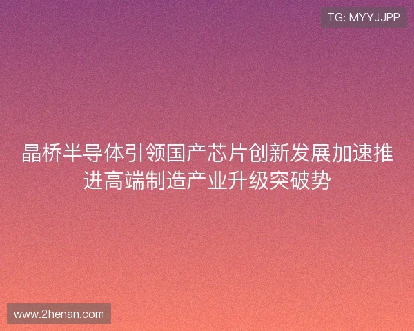 晶桥半导体引领国产芯片创新发展加速推进高端制造产业升级突破势 晶桥半导体引领国产芯片创新发展加速推进高端制造产业升级突破势